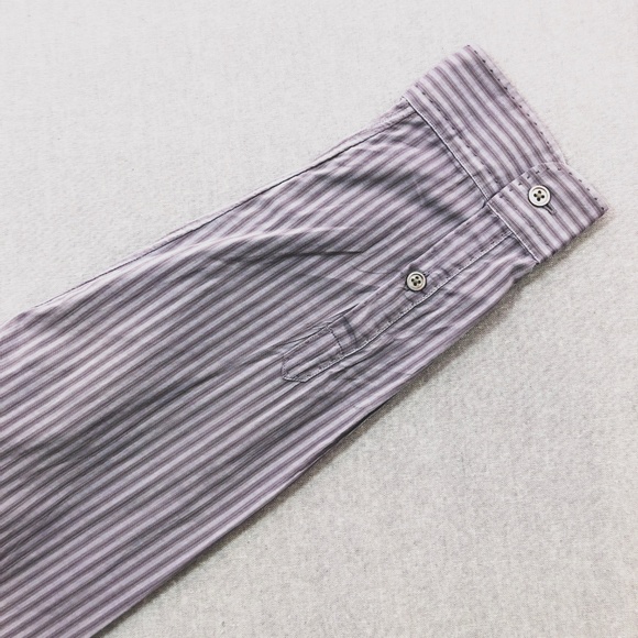 John Varvatos Purple Grey Stripe Shirt L - Picture 4 of 5